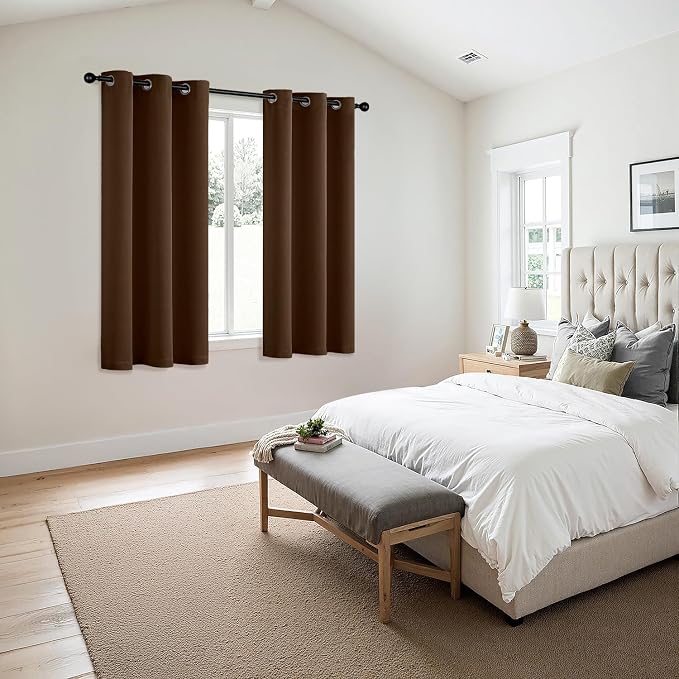 MIULEE Blackout Curtains for Bedroom 2 Panels 40 x 45 Inch Long Brown | Thermal - Image 6