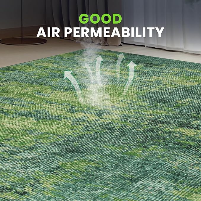 8x10 Green Washable Area Rugs for Living Room, Dining Room, Playroom | Ultra - Image 6