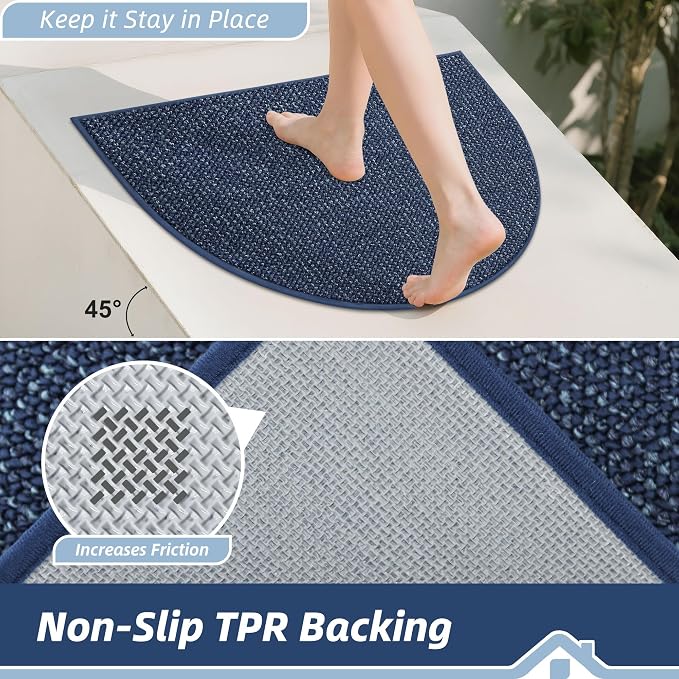 BEQHAUSE Dirt Trapper Door Mat 24" x 36" Half Circle Non Slip Rugs, Absorbent - Image 4