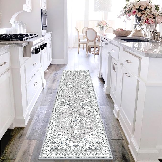 Yamaziot Washable Runner Rug, 2x8 Non-Slip Boho Vintage Hallway Kitchen Rug | - Image 8
