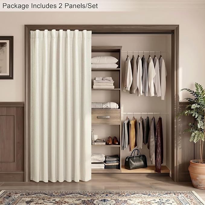 Pitalk 80 Inch Curtains 2 Panel Set Linen Blackout Curtains - Image 6