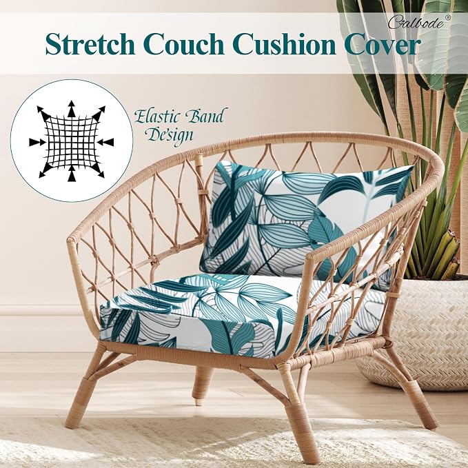 CALBODE 8Pcs Stretch Patio Cushion Cover Outdoor Cushion Cover Replacement - Image 4