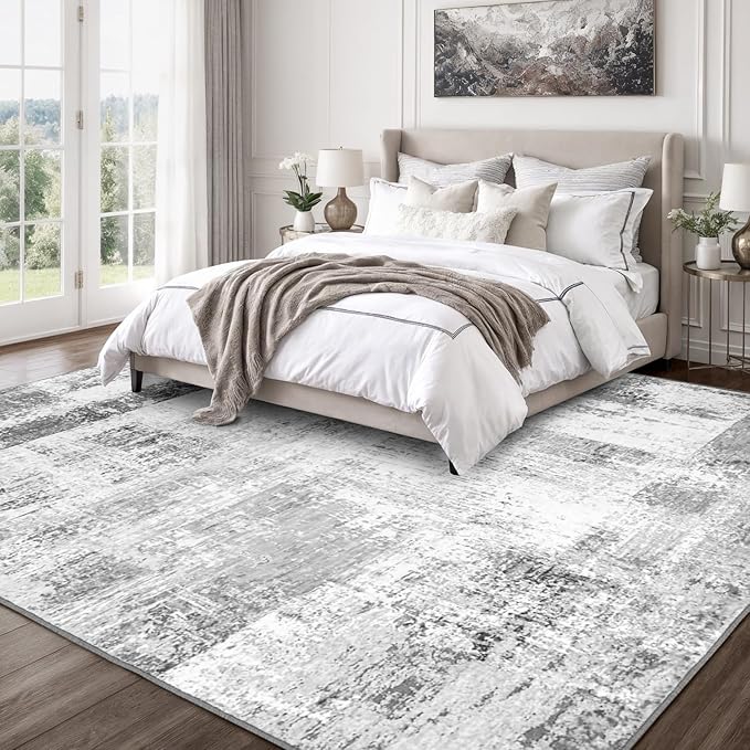 Rugflix 6x9 Area Rugs for Living Room, Washable Grey Large Rug | Machine by RugflixAreaRugs