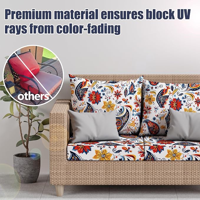 8Pcs Outdoor Cushion Covers, Stretch Patio Furniture Couch Chair Slipcovers | - Image 3