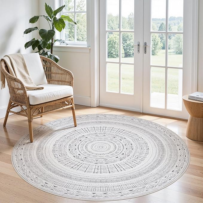 cotiled 5x5 Round Rug 5ft Circle Living Room Boho Area Rugs | Solve Modern by COTILED