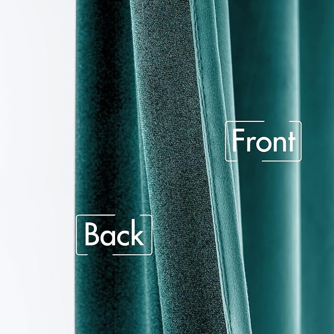 MIULEE Teal Velvet Curtains 52x90 inches 2 Panels Luxury Blackout Curtains | - Image 6