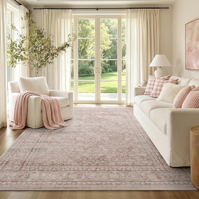 5x7 Ft Area Rugs for Living Room, Soft Non-Slip Machine Washable Rug, Vintage - Image 2