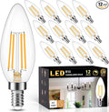 Cotanic LED Candelabra Bulb Dimmable 2700K Soft Warm White, E12 Small Base Type B Light Bulb 60W Equivalent, B11 Candle Light Bulb for Chandelier, Ceiling Fan Light Bulbs, 600LM, AC 120V, 12 Pack