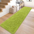 2x10 Bedside Area Rugs for Bedroom Soft Fluffy Shag Green Rug for Hallway by JiaoBaba