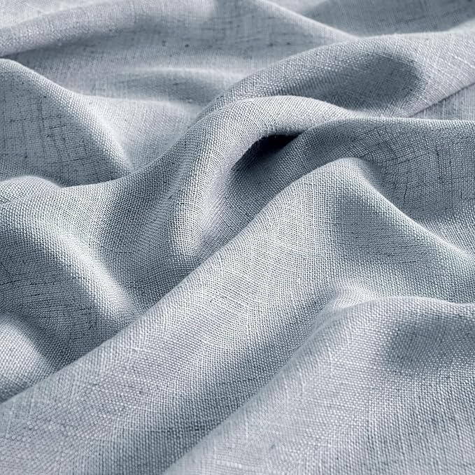 MIULEE Chambray Blue Linen Curtains 52x90 Inch Long - Image 4