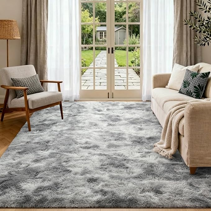 4x6 Ft Shag Rugs for Bedroom Living Room, Tie-Dyed Ultra Soft Fluffy Furry Area by Cuzwlovita