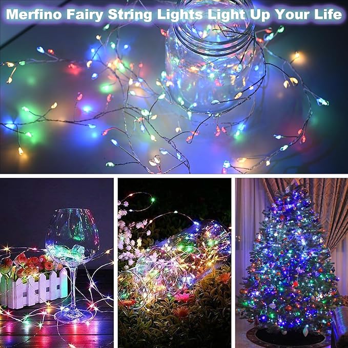 30 Pack Fairy Lights Battery Operated - 3 Speed Modes, 7Ft 20 LED String Twinkle Lights, Waterproof Copper Wire, Mini Firefly Light for Mason Jars Vases Christmas Decor, Multi-Colored
