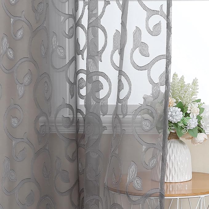 Furman Extra Long Sheer Charcoal Gray Curtains 96 inches Long - Image 7