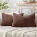 MIULEE Dercorative Lumbar Throw Pillow Covers 12x20 Red Brown 2 Pack | Modern by MIULEE