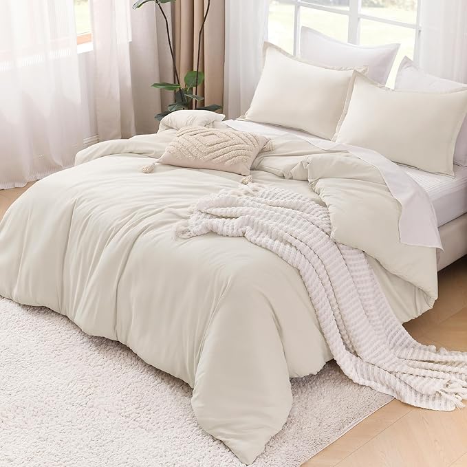 Litanika Twin XL Comforter Set Beige - 2 Pieces Extra Long Bed Set for College Dorm, All Season Bedding Set for Girls and Boys