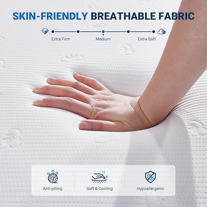 Avenco King Size Mattress, 10 Inch Bamboo Charcoal King Memory Foam Mattress in a Box for Pain Relief & Cooling Sleep, Medium Soft King Bed Mattress, CertiPUR-US Certified
