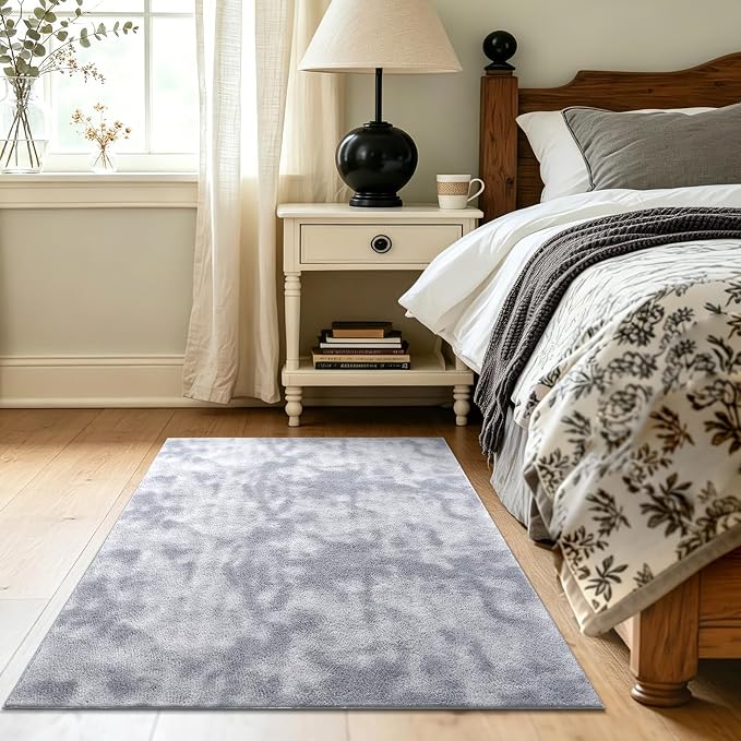 3x5 Tie-dye Light Grey Area Rug Washable Non-Slip Soft - Image 4