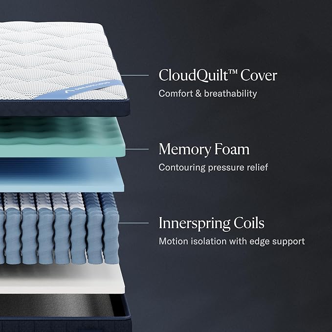 DreamCloud Premier 13" Twin Mattress - Luxury Hybrid Gel Memory Foam - 365 Night Trial - Fiberglass Free - Forever Warranty - Mattress in a Box - CertiPUR-US Certified