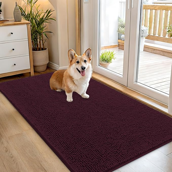 OLANLY Dog Door Mat for Muddy Paws 70x32, Super Absorbent Chenille Mud Mat | by OLANLY