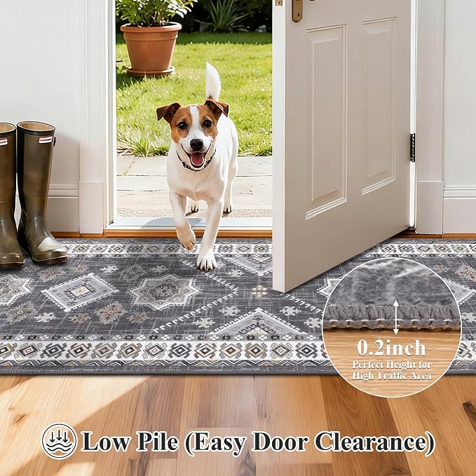 HEBE Boho Kitchen Mats for Floor 24''x96'', Non Slip Washable Runner Rug | - Image 4