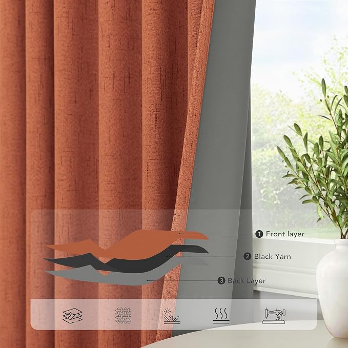 Pitalk Terracotta Blackout Curtains - Image 5