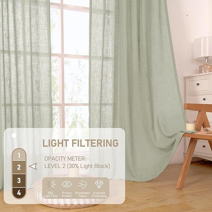Sage Grey 72 inch Linen Curtains - Image 4