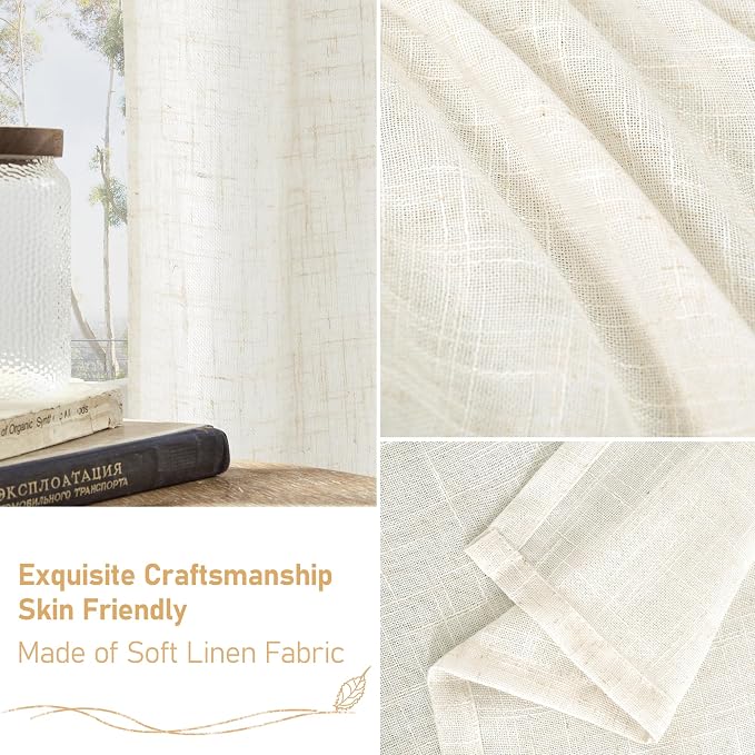Cream Linen Kitchen Curtains 30 Inch Length - Image 6
