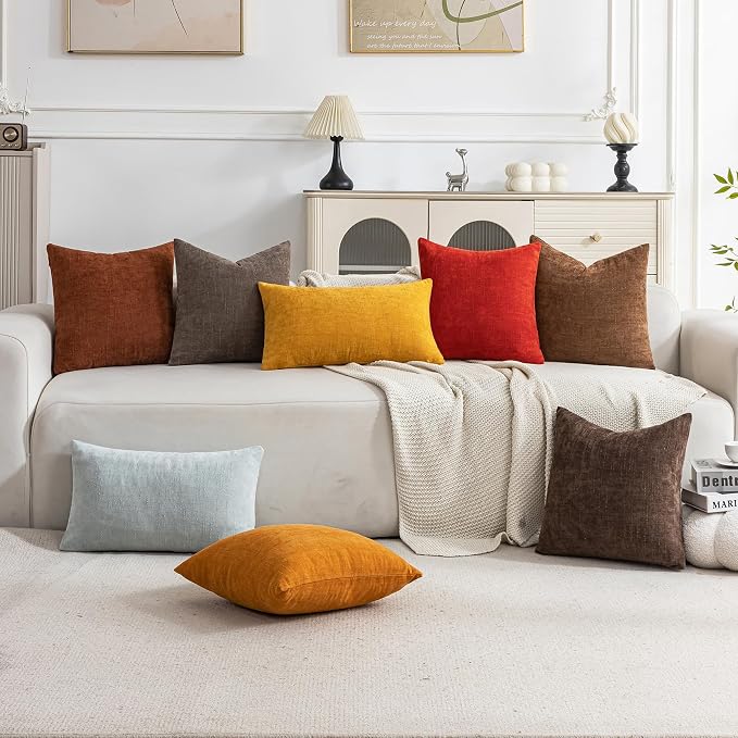 Set of 4 Soft Textured Decorative Throw Pillow Covers 22x22 Inch Cozy Farmhouse - Image 2