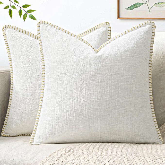 MIULEE Decorative Couch Throw Pillow Covers 20x20 Inch Pure White 2 Pack | by MIULEE