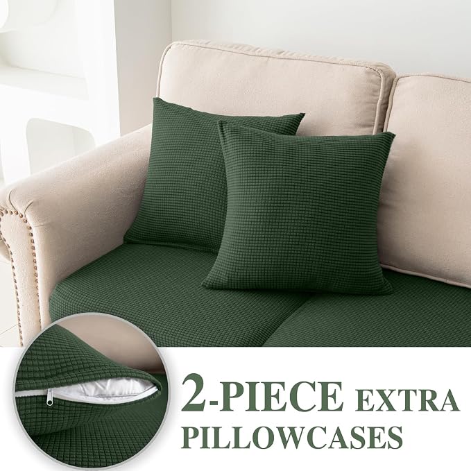 LA MEACK Couch Cushion Covers for Sectional Sofa L Shape Washable Separate Seat - Image 3