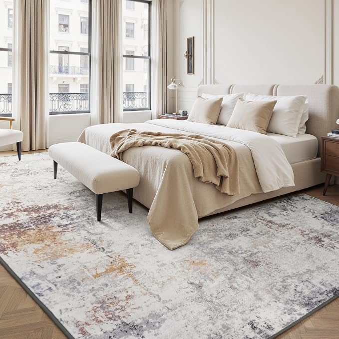 Rugflix 10x14 Area Rugs for Living Room, Washable Beige Grey Large Rug | - Image 2