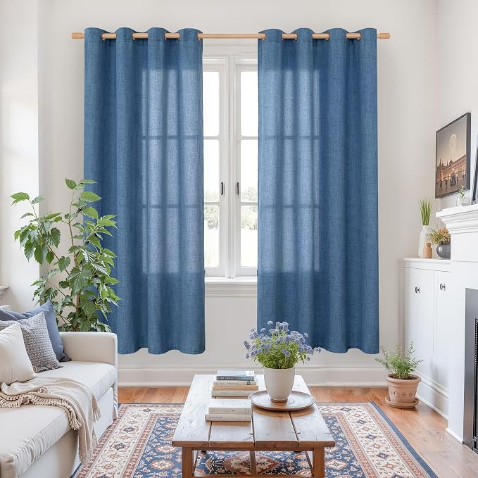 YoungsTex Navy Blue Linen Curtains 72 Inch Length - Image 2