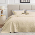 Love's cabin Twin Quilt Bedding Set Camel Bedspreads - Soft Bed Summer Lightweight Bedspread Comforter - Wave Pattern Bedding Coverlet for All Season - 2 Pieces (1 Quilt, 1 Pillow Sham)