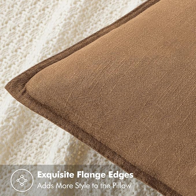 MIULEE Decorative Linen Lumbar Pillow Cover 12x20 Inch Brown | Fall Autumn Boho - Image 5