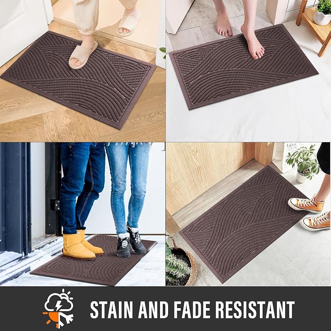 Sturdy Front Door Mat, Absorbent Muddy Dirt Resist Welcome Door Mats Outdoor - Image 4