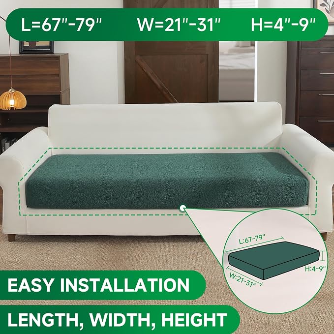 OHSIO Couch Cushion Covers for Sectional Sofa, Stretch Soft Sofa Slipcovers - Image 2