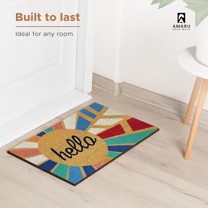 Coir Welcome Mat, Hello Colorful, 17 x 29 in | 100% Natural Coir, Anti-Shedding - Image 7