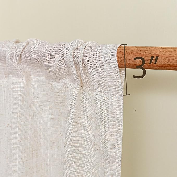 MYSKY HOME Natural Linen Curtains 24 Inch Long - Image 5