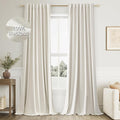 Cream 100% Blackout Linen Curtains 96 Inch Length Ceiling to Floor 2 Panels 8 FT by Guken