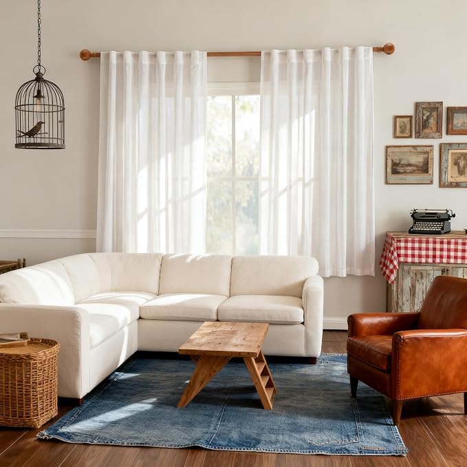MYSKY HOME White Sheer Curtains 63 inch Length - Image 8