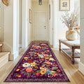 Purple Floral Hallway Runner Rug 3x7 by WelcometoBabovid