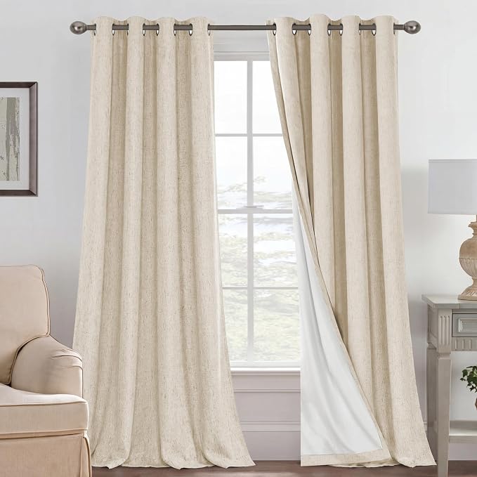 H.VERSAILTEX Blackout Curtains Linen Curtains 120 inches Long 100% Black Out by HVERSAILTEX