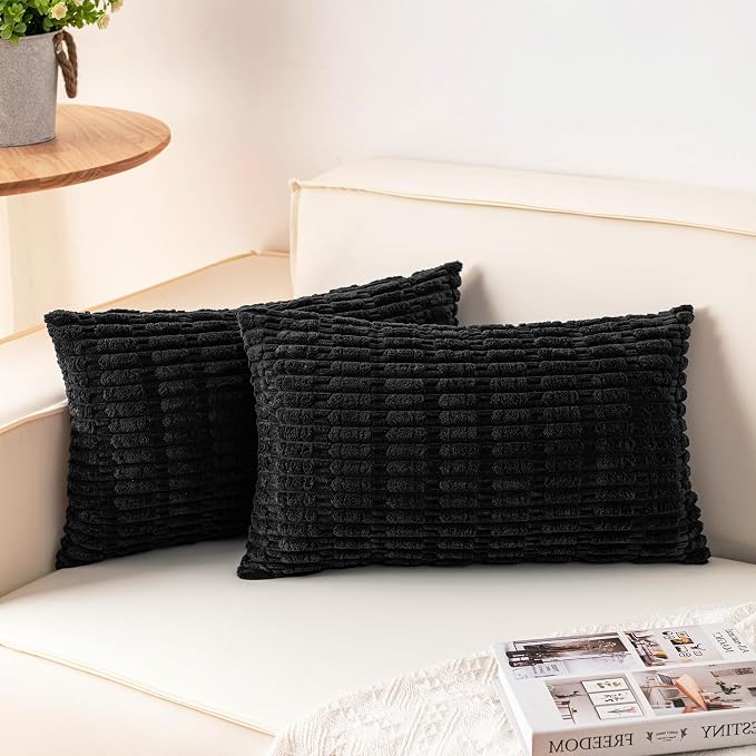 Aegero Pack of 2 Corduroy Decorative Throw Pillow Covers 12x20 Inch by Unknown