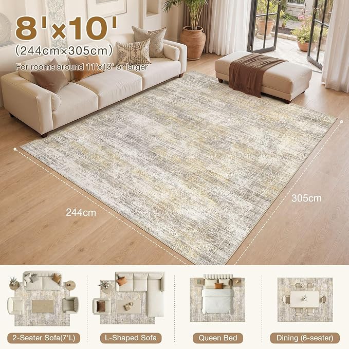 cotiled Boho 8x10 Area Rugs for Living Room: Large Moroccan Washable Rug | - Image 7
