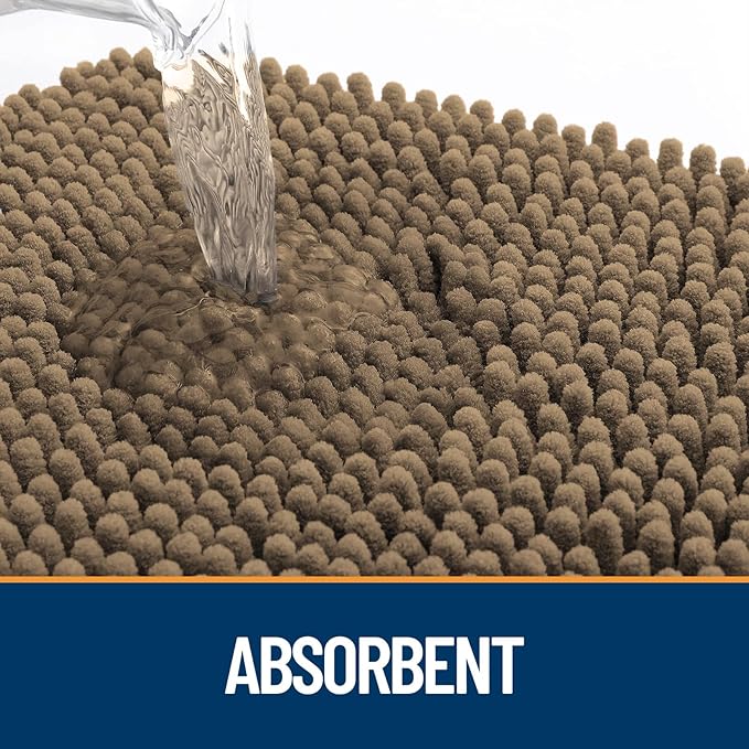OLANLY Dog Door Mat for Muddy Paws 36x24, Super Absorbent Chenille Mud Mat | Tan - Image 3