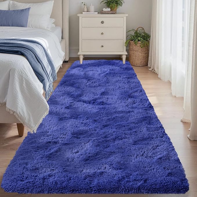 2x6 Royal Blue Fluffy Soft Runner Rug Non-Slip by ModernHomeDecor