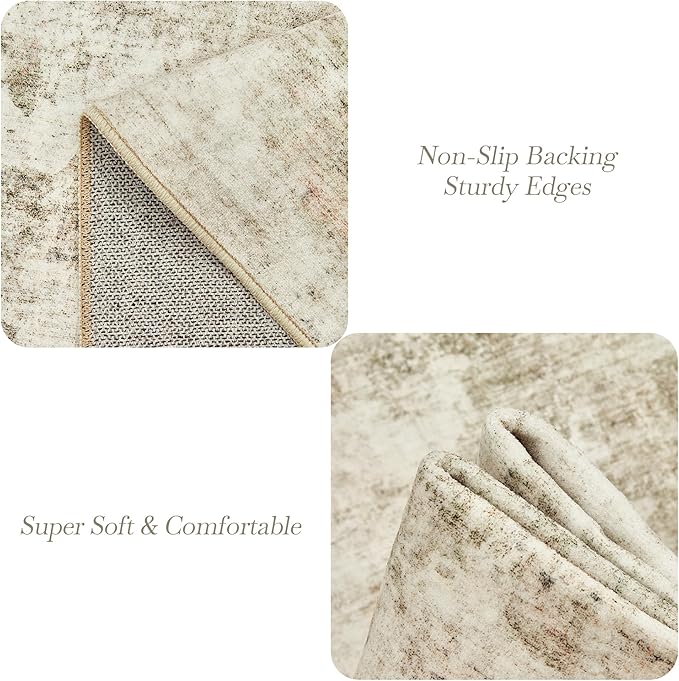 Soalmost 10x14 Area Rugs for Living Room Washable Rug Abstract Beige/Gray | - Image 6