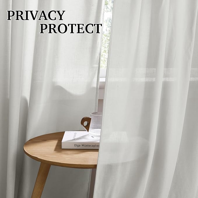 RYB HOME Sheer Curtains 108 inches, Extra Long Floor to Ceiling Curtains | - Image 3