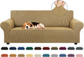 Stretch Couch Covers for Sofa, 3 Cushion Couch Slipcover, Tan | 1-Piece by KEKUOU
