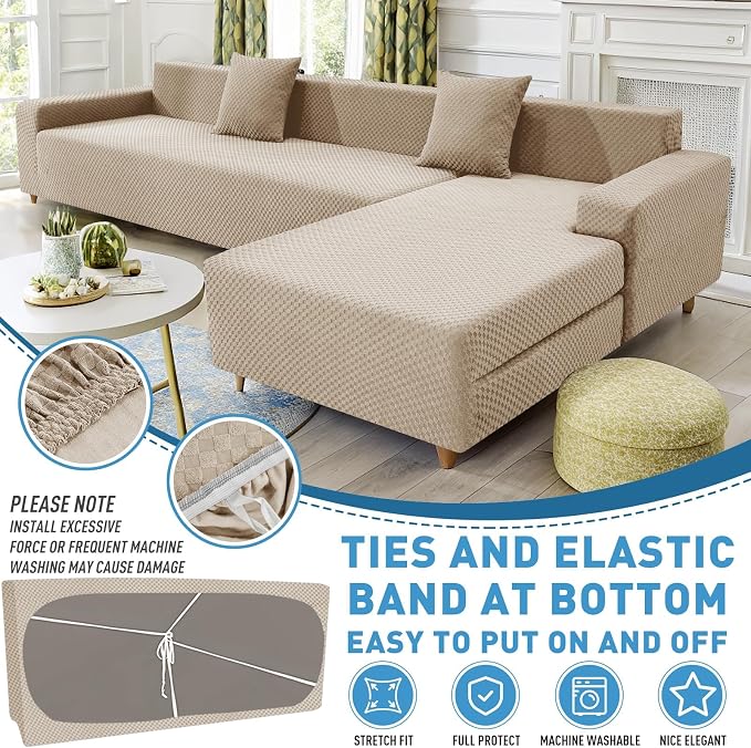 ZNSAYOTX Sectional Couch Covers, Stretch Jacquard Slipcovers - Image 4